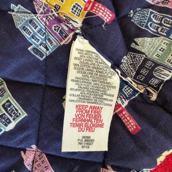 Mini Boden Girls Red Wool Coat with Quilted House Lining Size 11–12 Years Fall - Picture 9 of 10